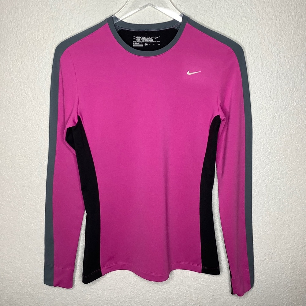 NIKE GOLF Pink, Grey & Black Color block Long sleeve Crewneck Size Small
